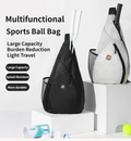Black Pickleball & Racket Sports Sling Bag with Expandable High-Capacity Storage - Waterproof Oxford Tennis & Badminton Gear Crossbody Backpack