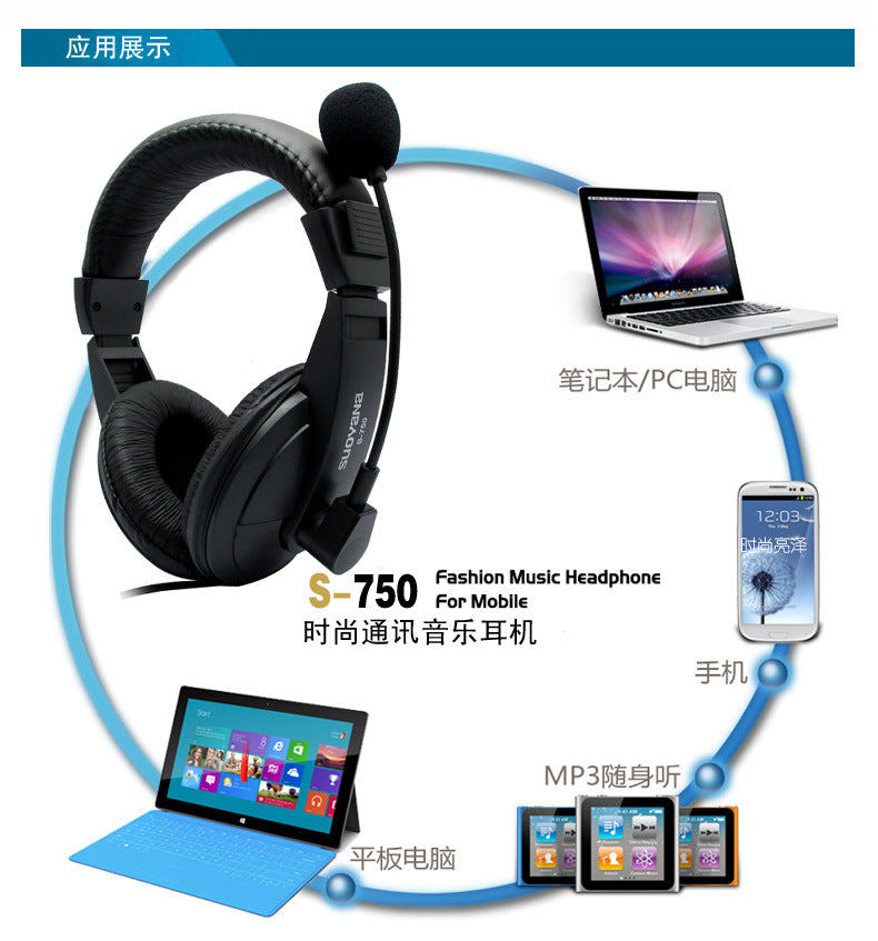 TECHO S-750 Headset with Microphone, Professional Gaming Headset