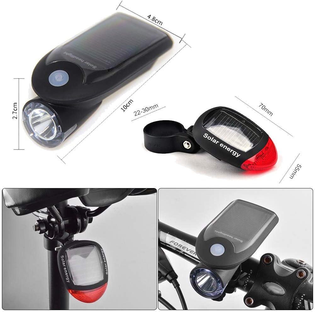 Bike Lights Front and Back Solar Bicycle Light USB Rechargeable LED Light Lamp 3 Function