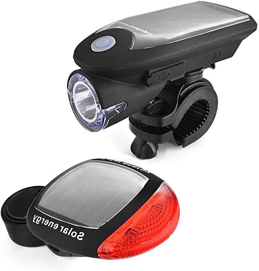 Bike Lights Front and Back Solar Bicycle Light USB Rechargeable LED Light Lamp 3 Function