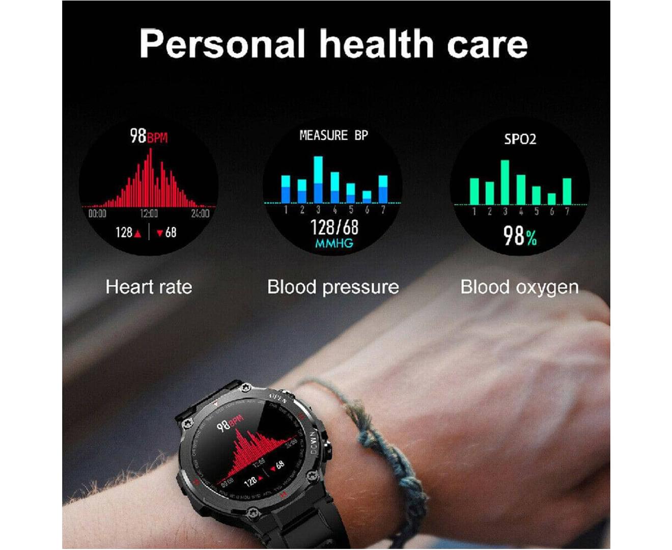 Smart Watch for Men with Bluetooth Rugged & Durable Smartwatch Sports Heart Rate  | Beige