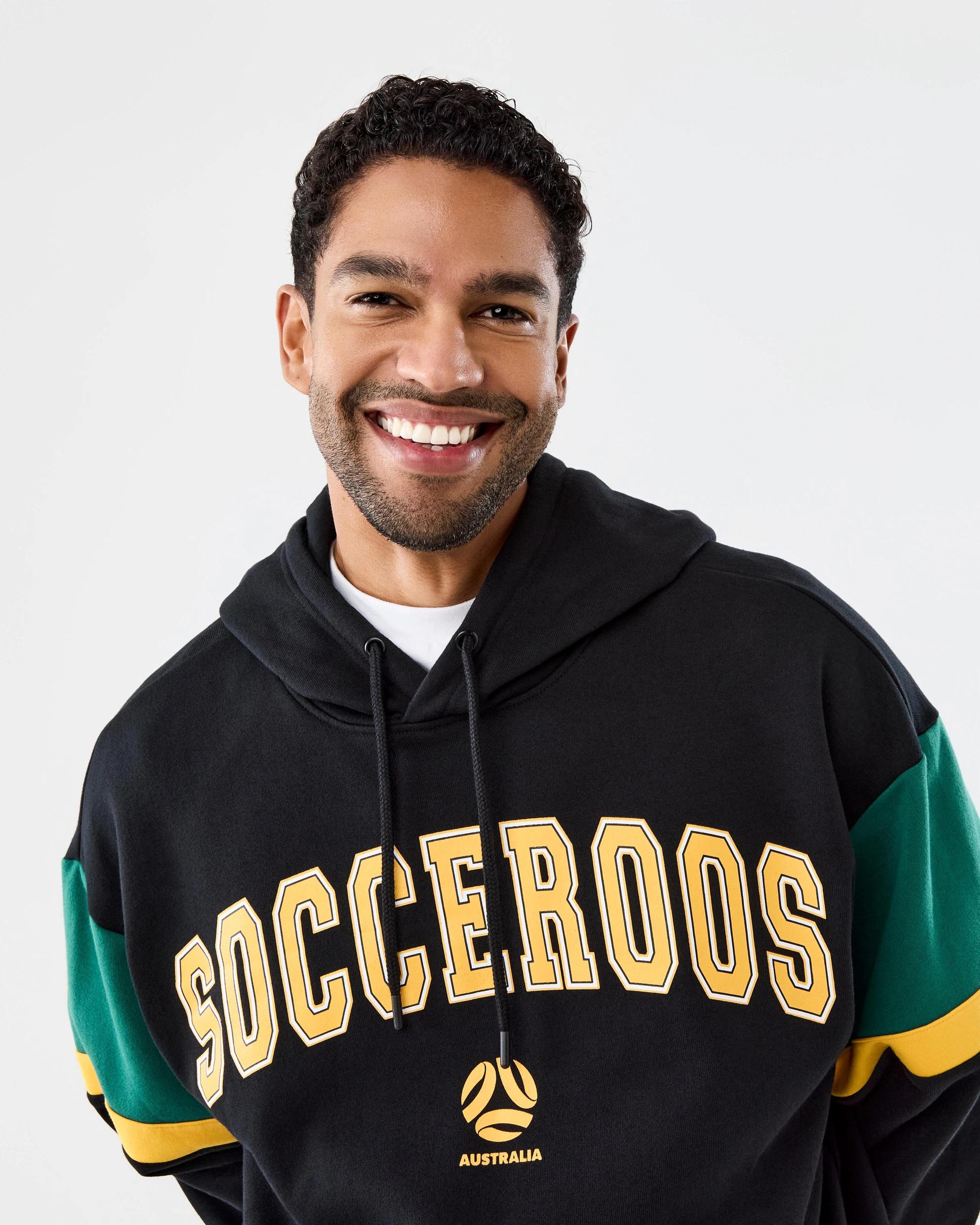 Socceroos Adult Hoodie Black Oversized Official Team Sports Apparel