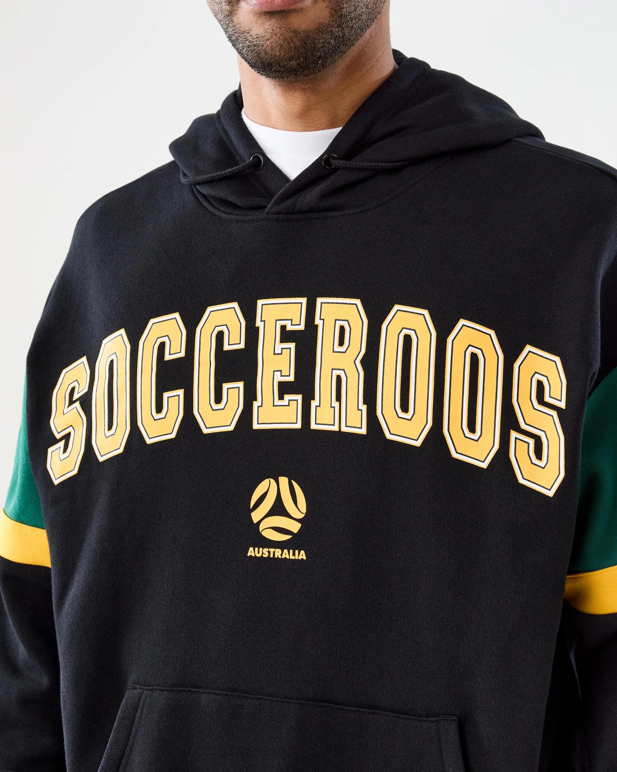 Socceroos Adult Hoodie Black Oversized Official Team Sports Apparel