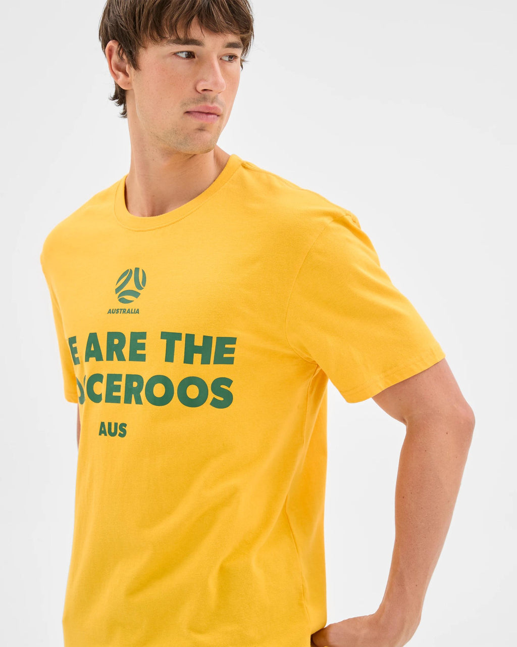 Socceroos Men's Short Sleeve Cotton T-Shirt Gold Crew Neck