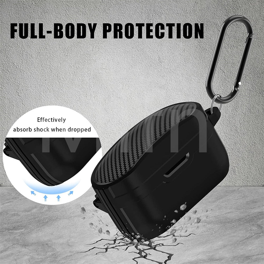 For New Sony WF-1000XM4 Carbon Fiber Case Full-Body Protective Rugged Cover