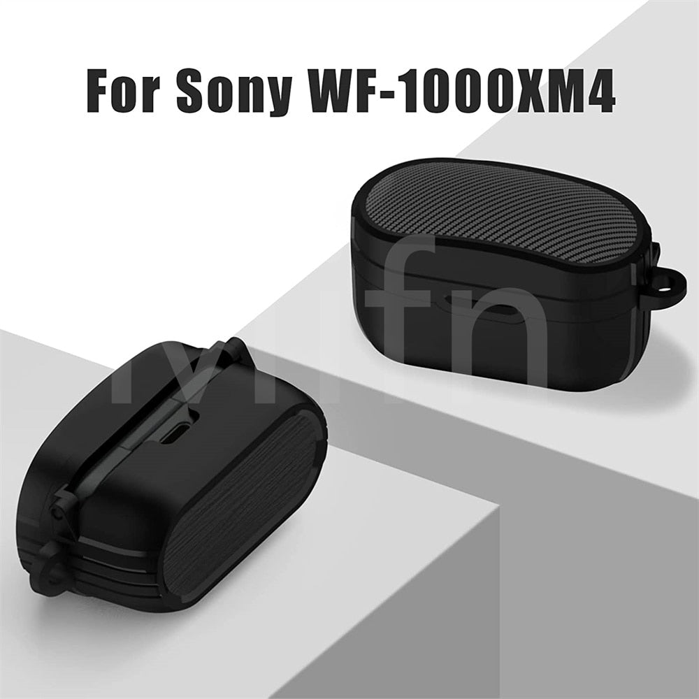 For New Sony WF-1000XM4 Carbon Fiber Case Full-Body Protective Rugged Cover