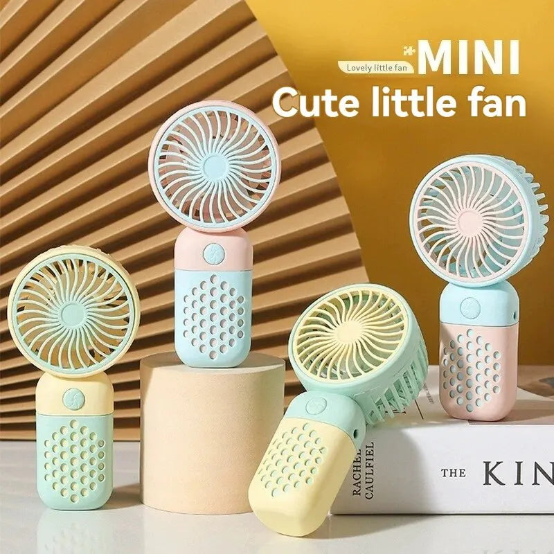 Handheld Charging Fan Cartoon Cute Small Student Charging Small Fan Portable Mini USB Fan Mini Pocket