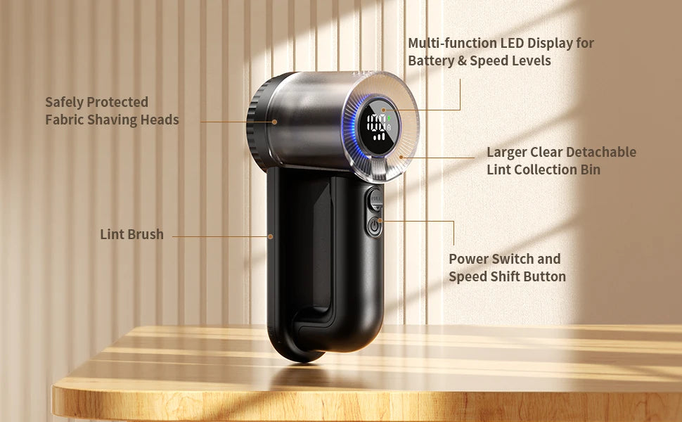 Rechargeable Fabric Shaver Electric Lint Remover with Digital Display Sweater Shaver Lint Shaver for Clothing Blanket