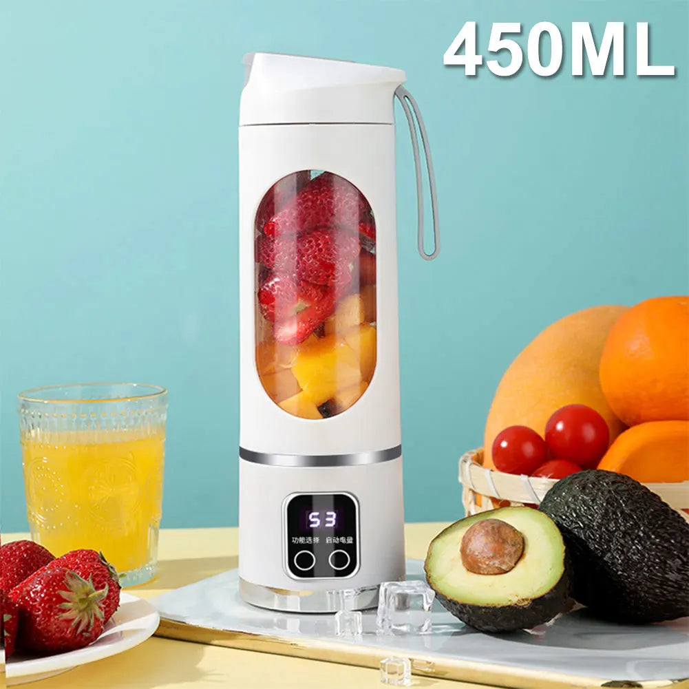 Portable Electric Juicer USB Wireless Charging Mini Juicer Bottle 450ml Cup Fruit Mixer Electric Handheld Blender