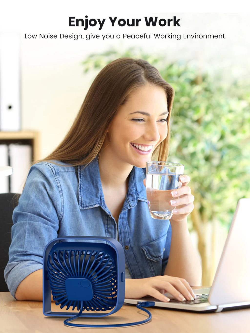 Mini Portable Fan, USB Desk Fan Table, Quiet 3 Speed Wind Personal Fan 360° Rotatable Head Standing Fans for Room Camping
