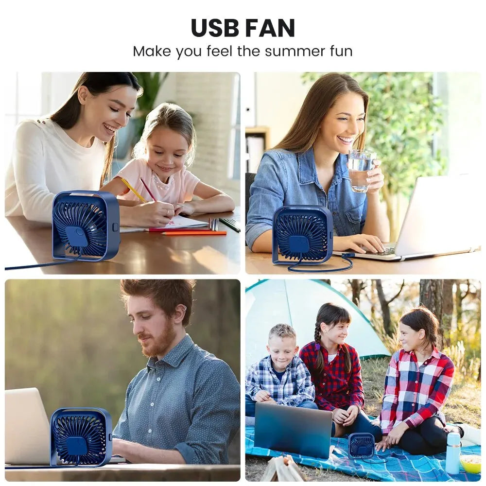 Mini Portable Fan, USB Desk Fan Table, Quiet 3 Speed Wind Personal Fan 360° Rotatable Head Standing Fans for Room Camping
