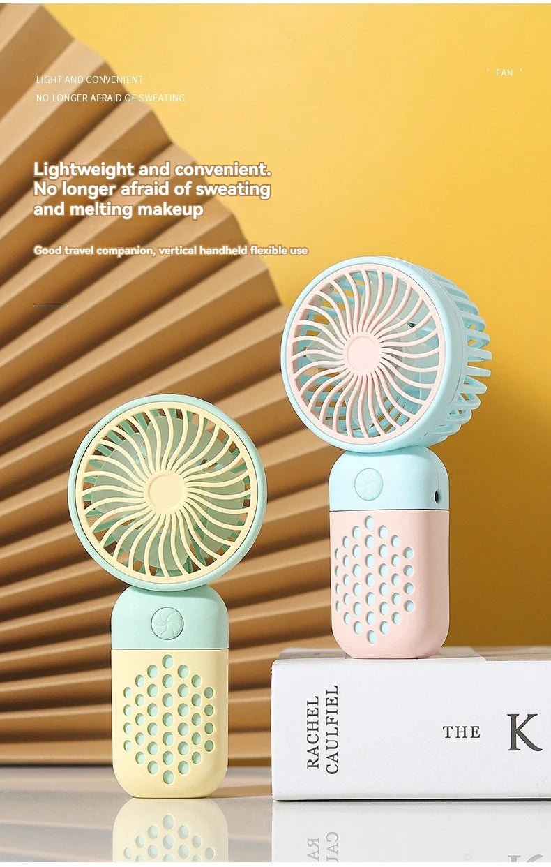 Handheld Charging Fan Cartoon Cute Small Student Charging Small Fan Portable Mini USB Fan Mini Pocket