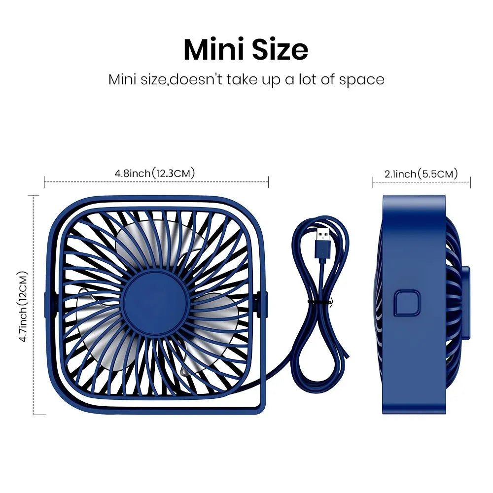 Mini Portable Fan, USB Desk Fan Table, Quiet 3 Speed Wind Personal Fan 360° Rotatable Head Standing Fans for Room Camping