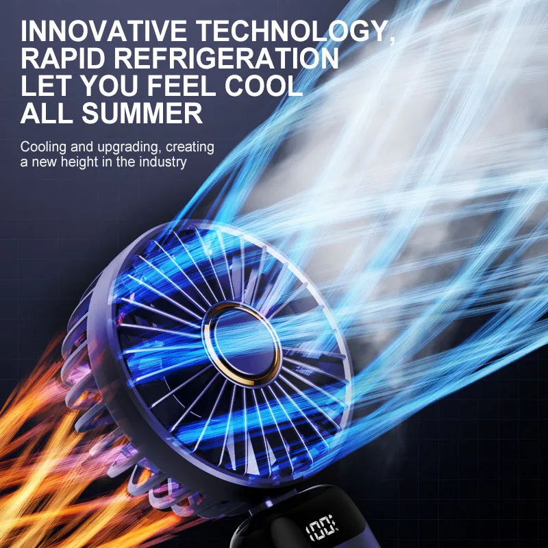 Electric Handheld Fan Portable Mini Cooler Rechargeable Neck Fans for Home Office Student Dormitory Silent Hand USB 5 Speed Fan