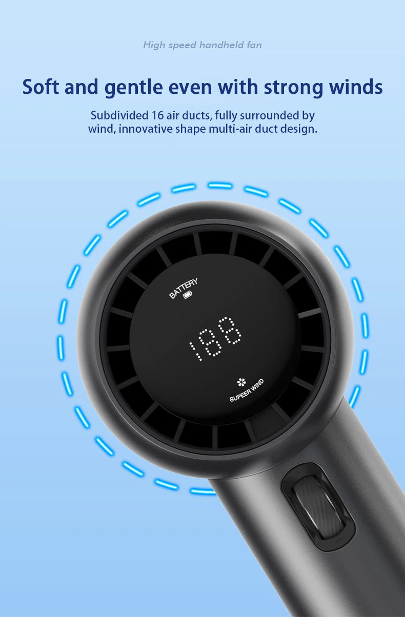 High Speed Handheld Fan Portable Cooler Fans USB Rechargeable 3500mAh Electric Fan Mini Air Conditioner