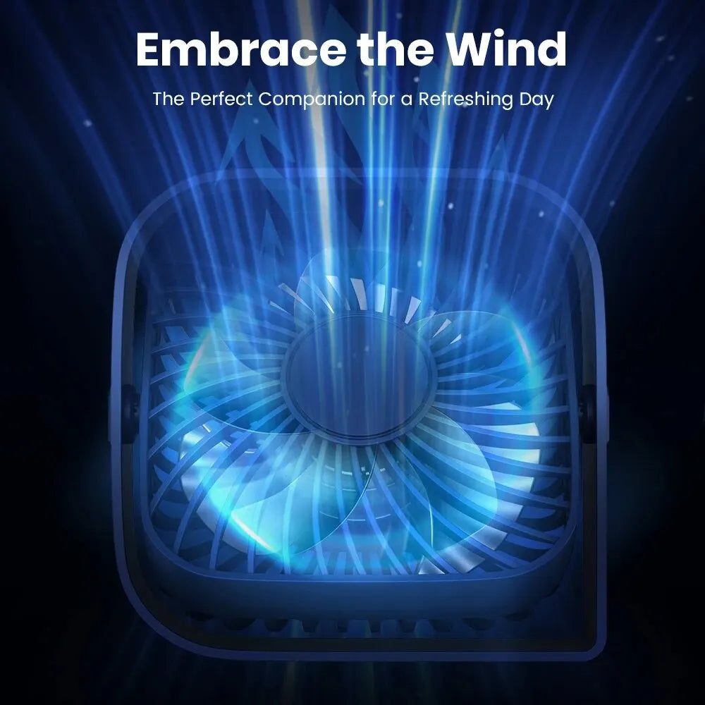 Mini Portable Fan, USB Desk Fan Table, Quiet 3 Speed Wind Personal Fan 360° Rotatable Head Standing Fans for Room Camping