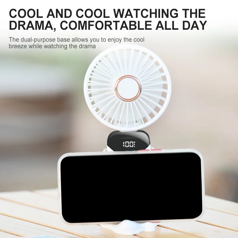 Electric Handheld Fan Portable Mini Cooler Rechargeable Neck Fans for Home Office Student Dormitory Silent Hand USB 5 Speed Fan