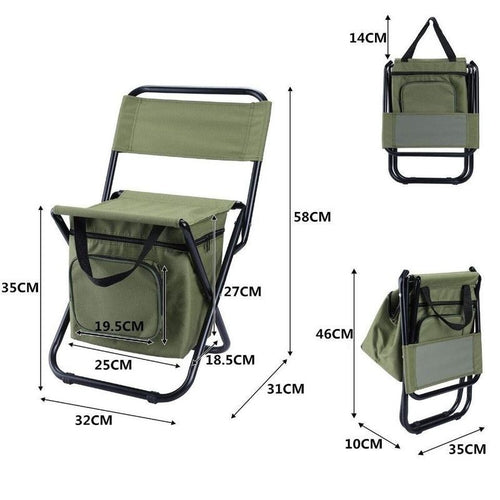 3-in-1 Outdoor Folding Chair with 10L Insulated Cooler, Durable Oxford Fabric, for Camping and Picnics - Blue