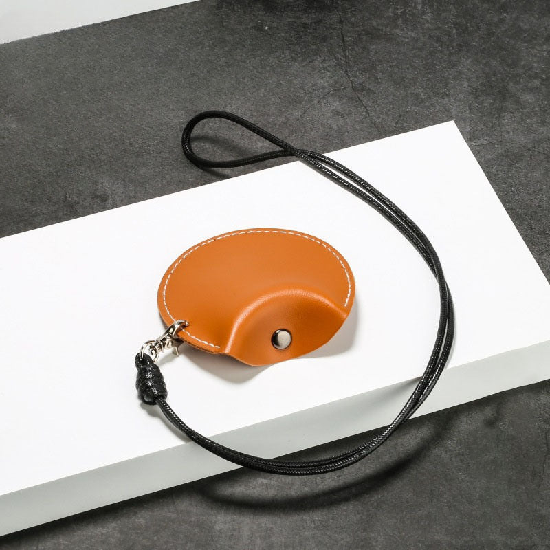 Red Stylish Leather Earbud Pouch with Lanyard - Portable & Compact Coin Purse for Small Items