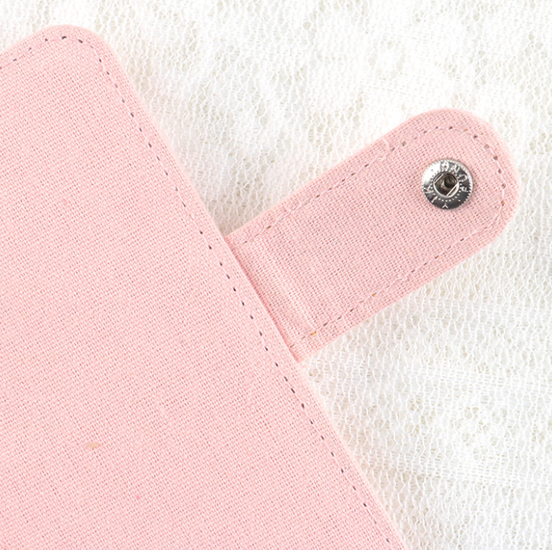 Pink DIY Canvas Passport Holder with 4 Random Patches - Customizable Travel Document Wallet