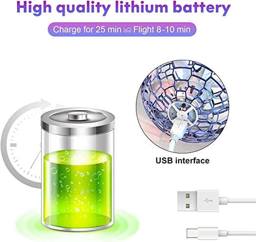 Flying Ball Toys Outdoor Cool Drones for Kids Hover Drones Flying Toy, Built-in RGB Lights Spinner 360° Rotating Spinning UFO Safe for Kids Adults Magic Flying Toys Outdoor Indoor