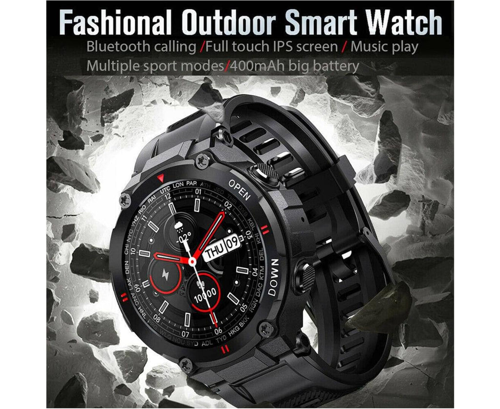 Smart Watch for Men with Bluetooth Rugged & Durable Smartwatch Sports Heart Rate  | Black