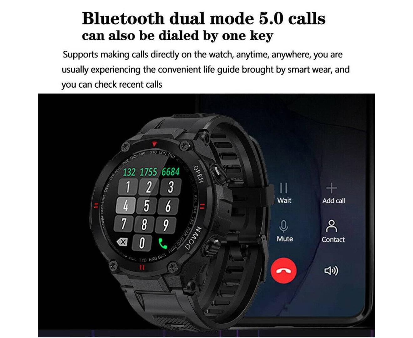 Smart Watch for Men with Bluetooth Rugged & Durable Smartwatch Sports Heart Rate  | Black