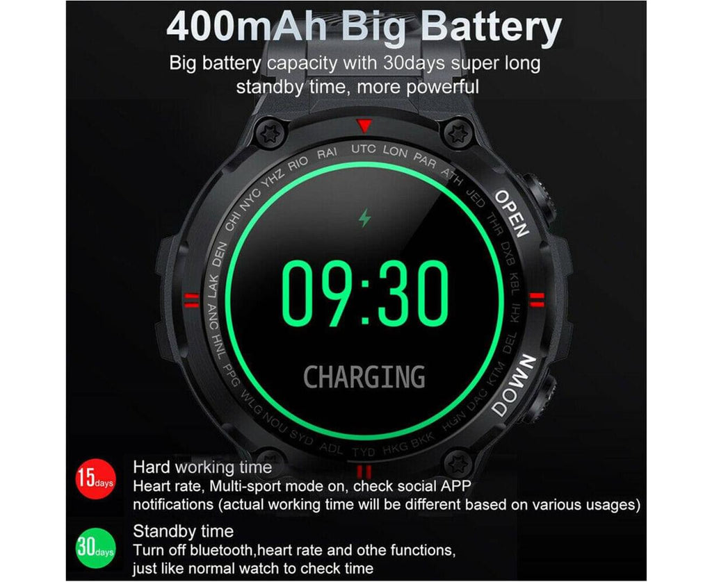 Smart Watch for Men with Bluetooth Rugged & Durable Smartwatch Sports Heart Rate  | Black