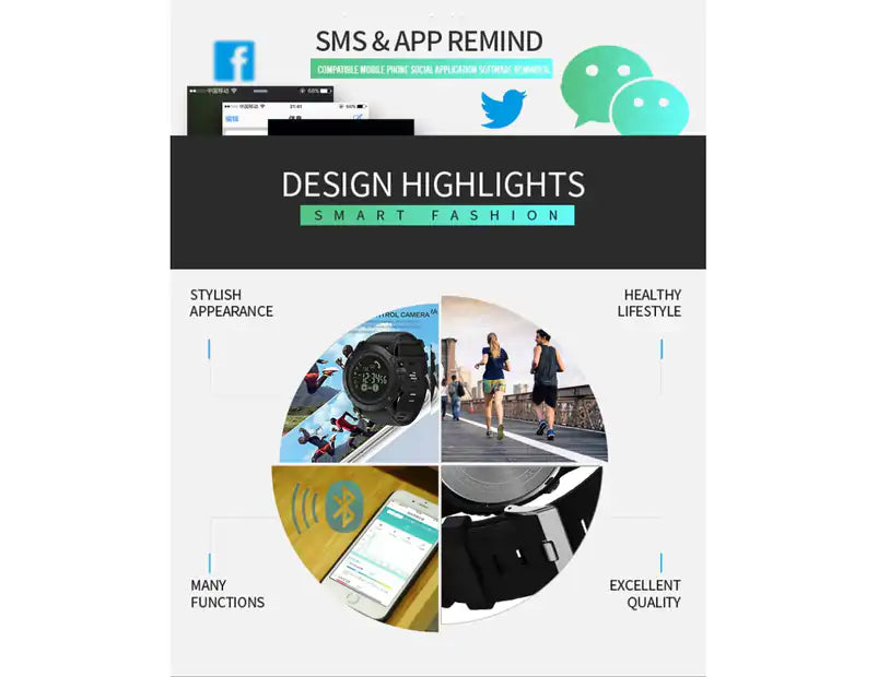 Smart Watch Men Wrist Watch For 50M Waterproof Outdoor Sports - Android/iOS