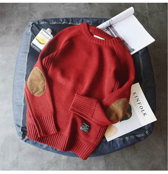 Men Pullover Sweater Autumn Casual Loose Thick O-Neck Wool Knitted