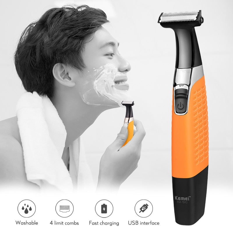 Kemei Electric Shaver for Men Rechargeable Beard Trimer Waterproof Razor Professional Hair Shaving Machine Grooming Shaver Blade