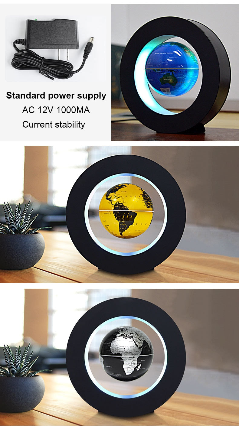 Round LED World Globe Magnetic Floating Globe Geography Levitating