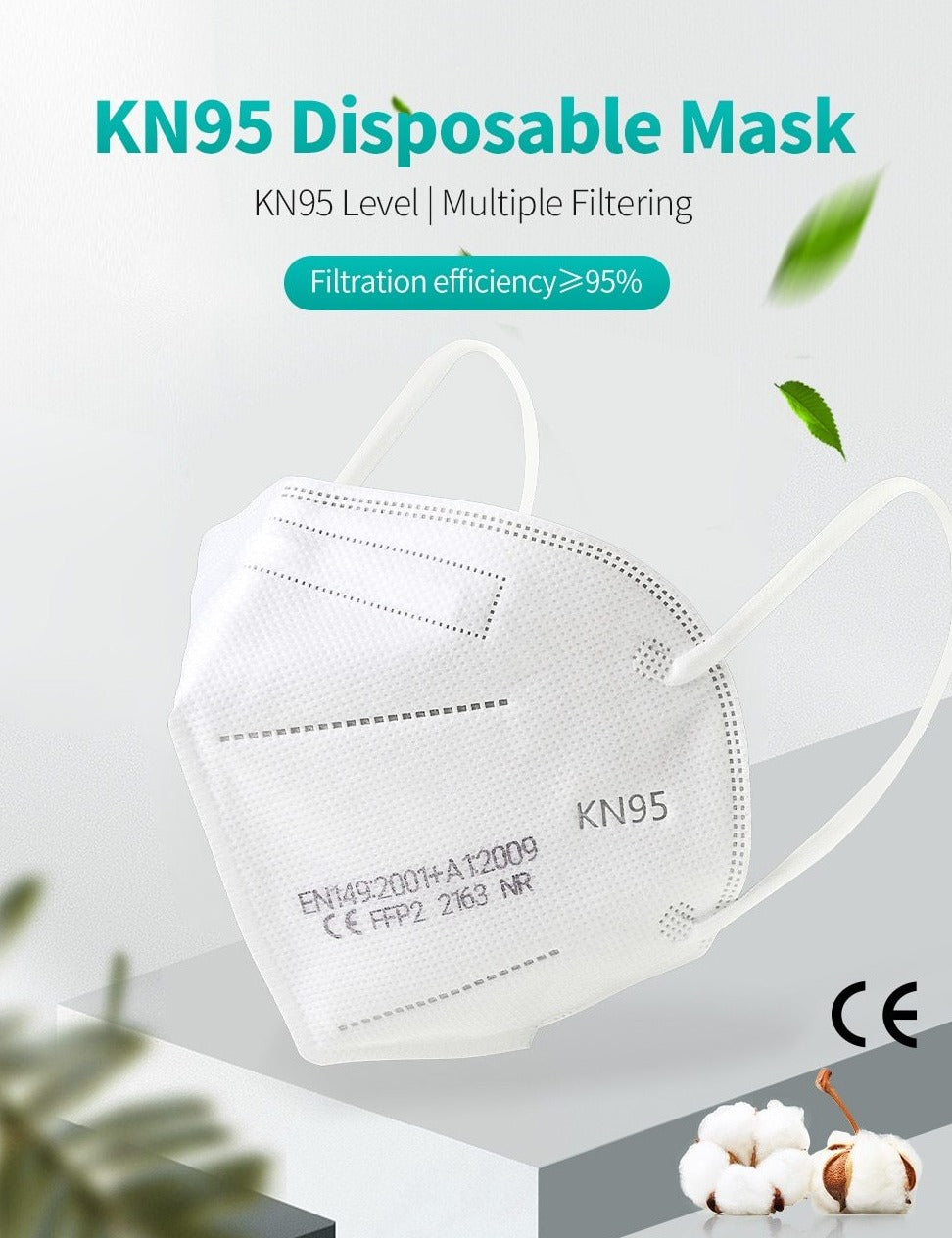 KN95 Face Masks, Fabric Respiratory Mask - 100 Pcs