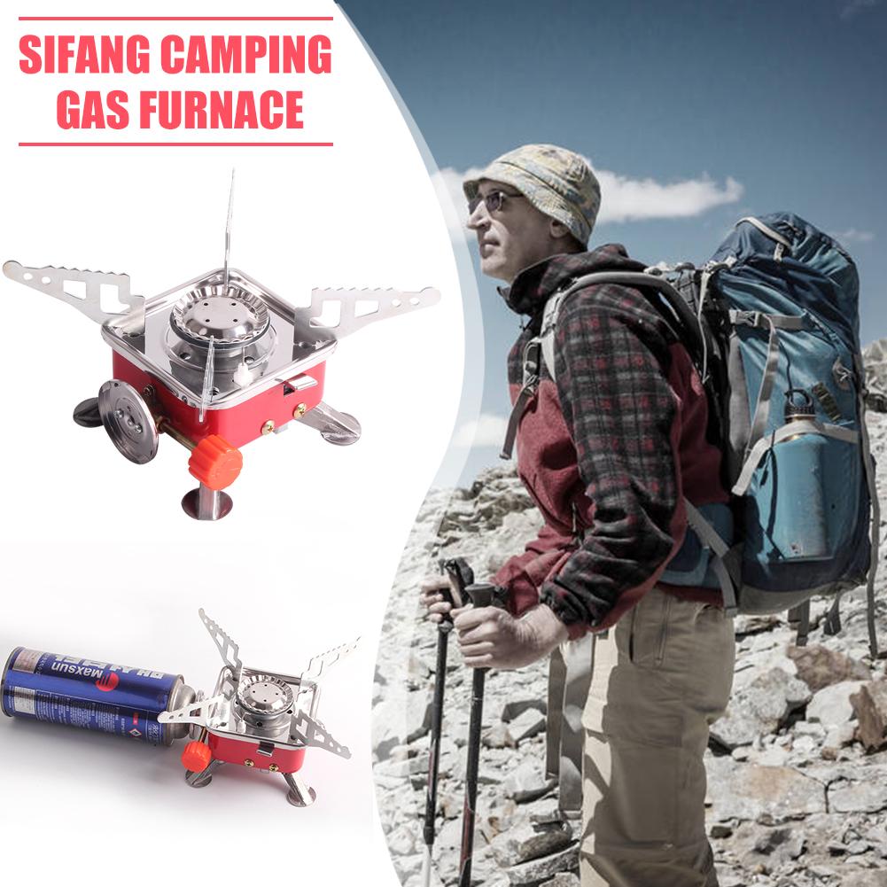 Foldable Square Cooking Stove Portable Outdoor Camping Combustor Cooker Cookware Travel Picnic Barbecue Gas Furnace