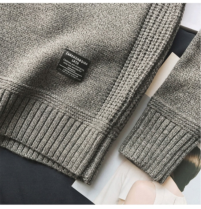 Men Pullover Sweater Autumn Casual Loose Thick O-Neck Wool Knitted