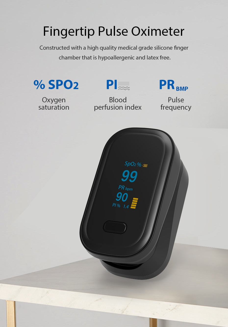 Portable Finger Pulse Oximeter blood oxygen Heart Rate Saturation Meter OLED