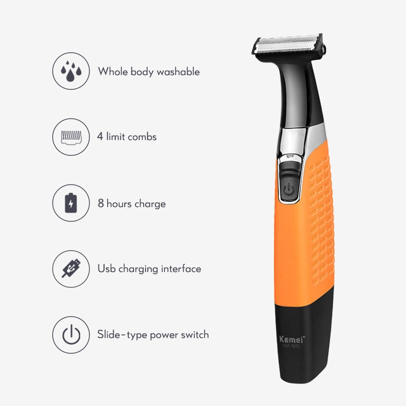 Kemei Electric Shaver for Men Rechargeable Beard Trimer Waterproof Razor Professional Hair Shaving Machine Grooming Shaver Blade