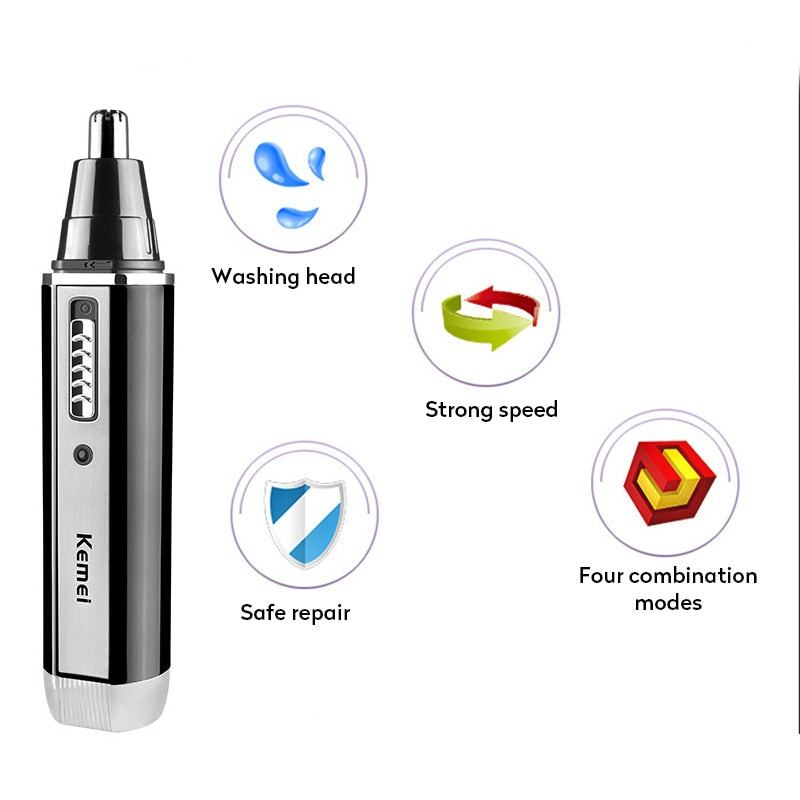Rechargeable Men Electric Nose Ear Hair Trimmer, Painless Women Trimming Sideburns, Eyebrows, Shaver - 4 in 1 - Men and Women