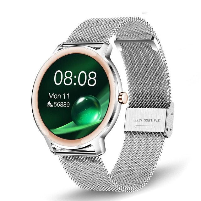 Full Touch Screen Women Smart Watch - Heart Rate Blood Pressure Monitoring For Android IOS Waterproof Ladies Smartwatch