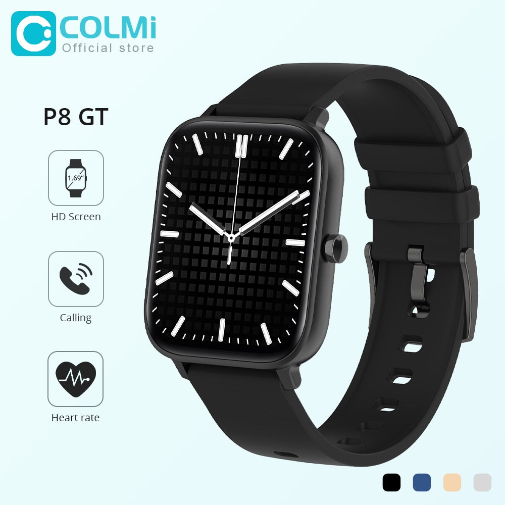 COLMI P8 GT Smartwatch 1.69 inch Bluetooth Calling Heart Rate 13 Sport Models IP67 Waterproof Smart Watch For Men Women