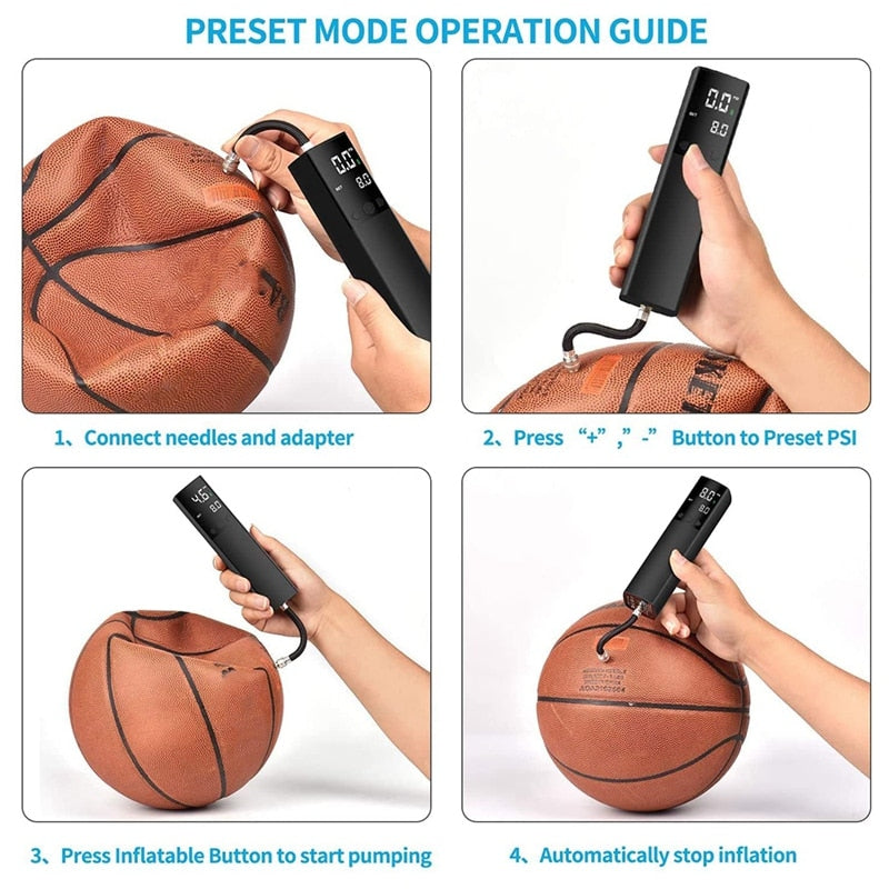 Electric Ball Pump,Smart Air Pump Portable Fast Ball Inflation With Accurate Pressure Gauge And Digital LCD Display