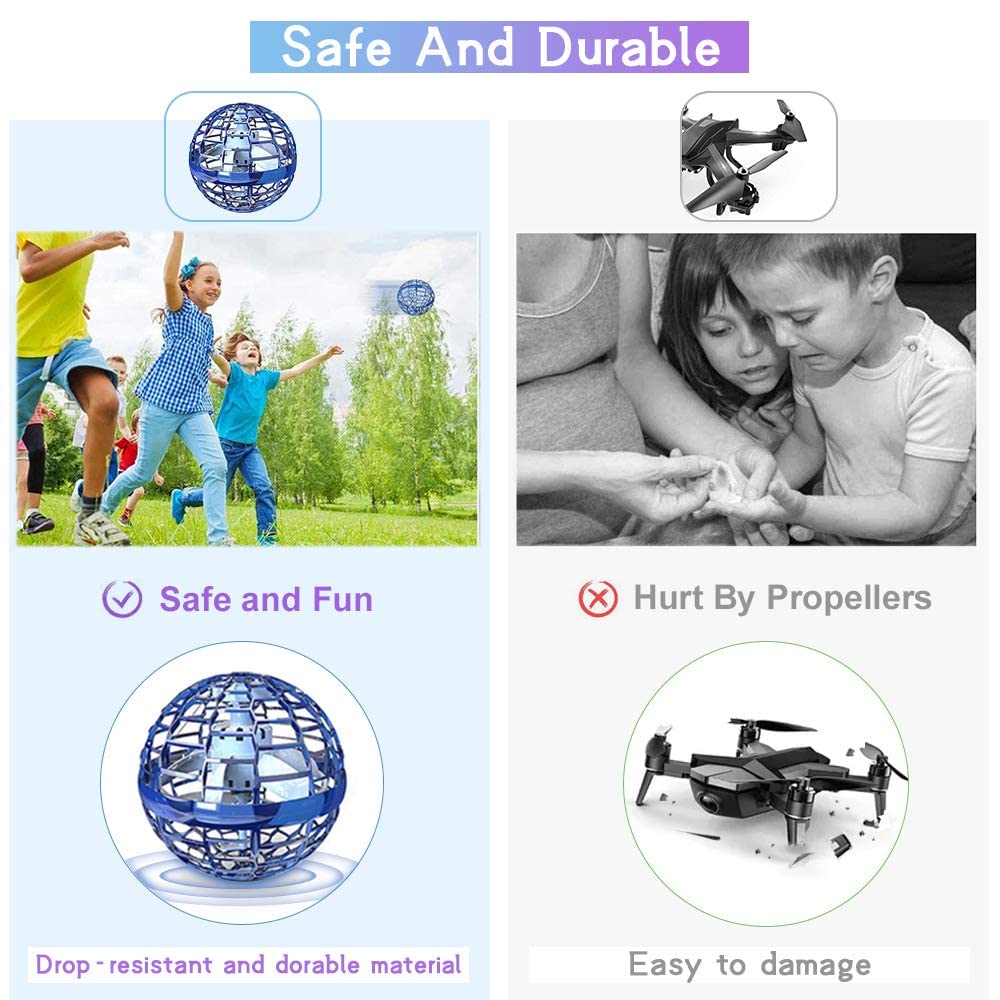 Flynova Pro Flying Ball Spinner Toy Hand Controlled Drone Helicopter 360° Rotating Mini UFO With Light Kids Gifts