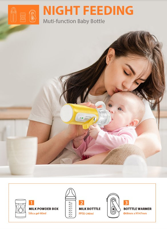 Baby Bottle Travel Feeding Set With Milk Powder Storage With USB Warmer - THREE-IN-ONE