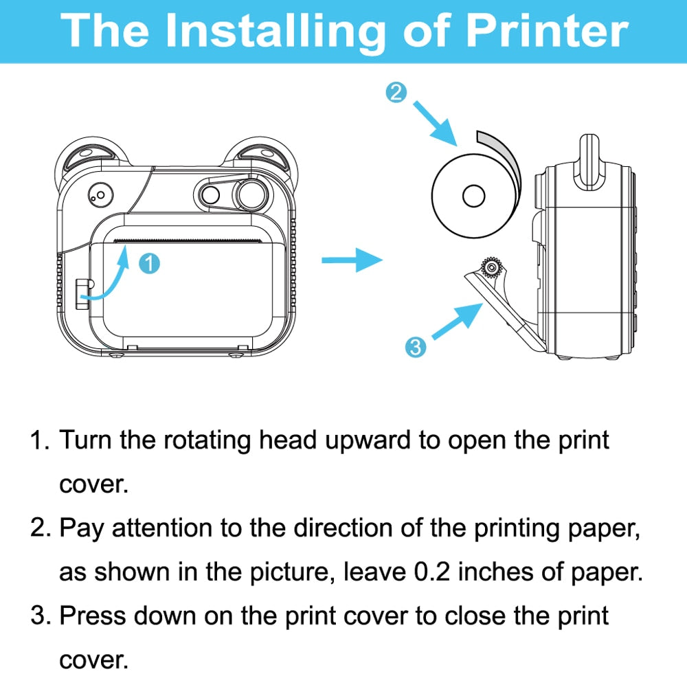 Prograce Kid Instant Print Camera Thermal Printing Camera Digital Photo Camera Girl's Toy Child Camera Video Boy's Birthday Gift