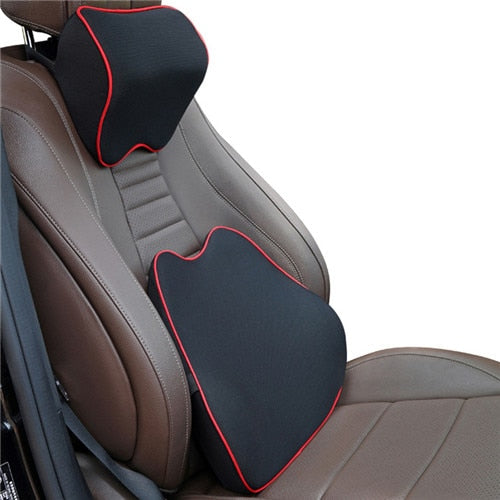 Car Headrest Pillow Neck Memory Lumbar Support Cotton Breathable Pillow