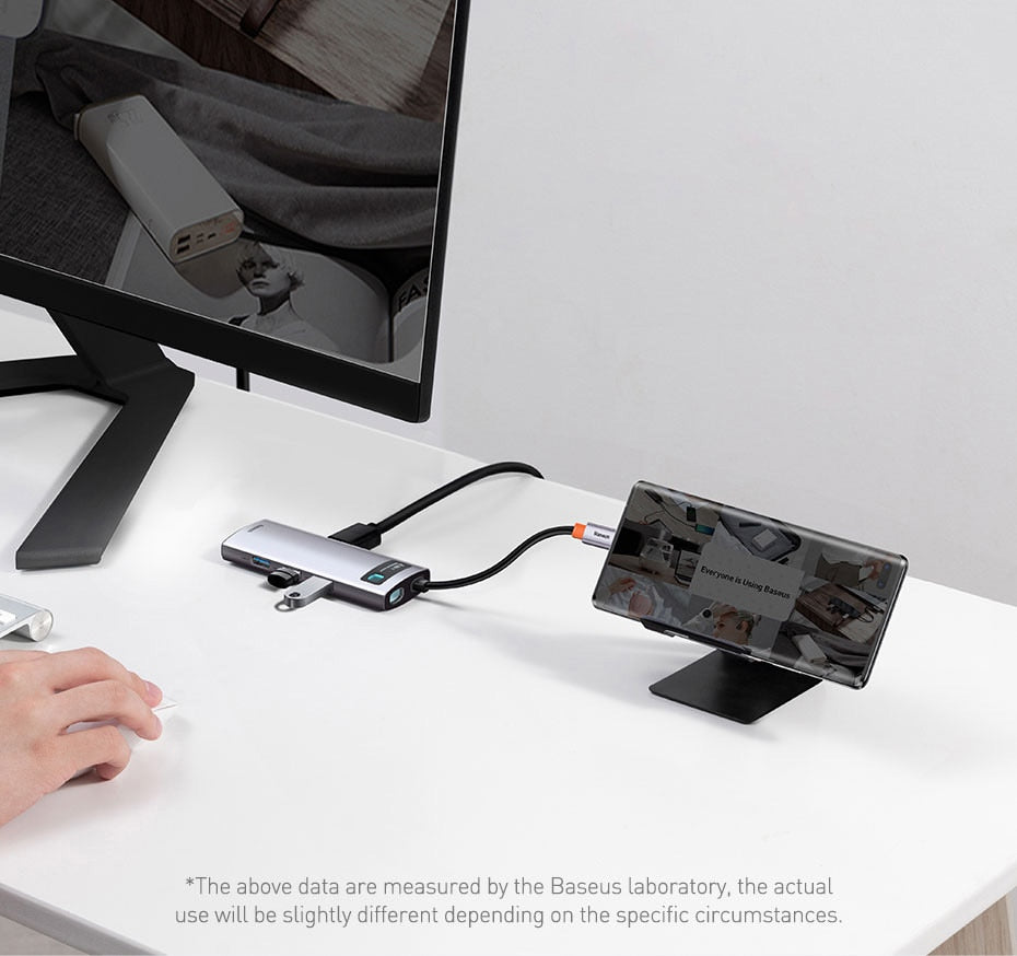 Baseus USB C HUB Type C to HDMI-compatible USB 3.0 Adapter 8 in 1 Type C HUB Dock for MacBook Pro Air USB C Splitter