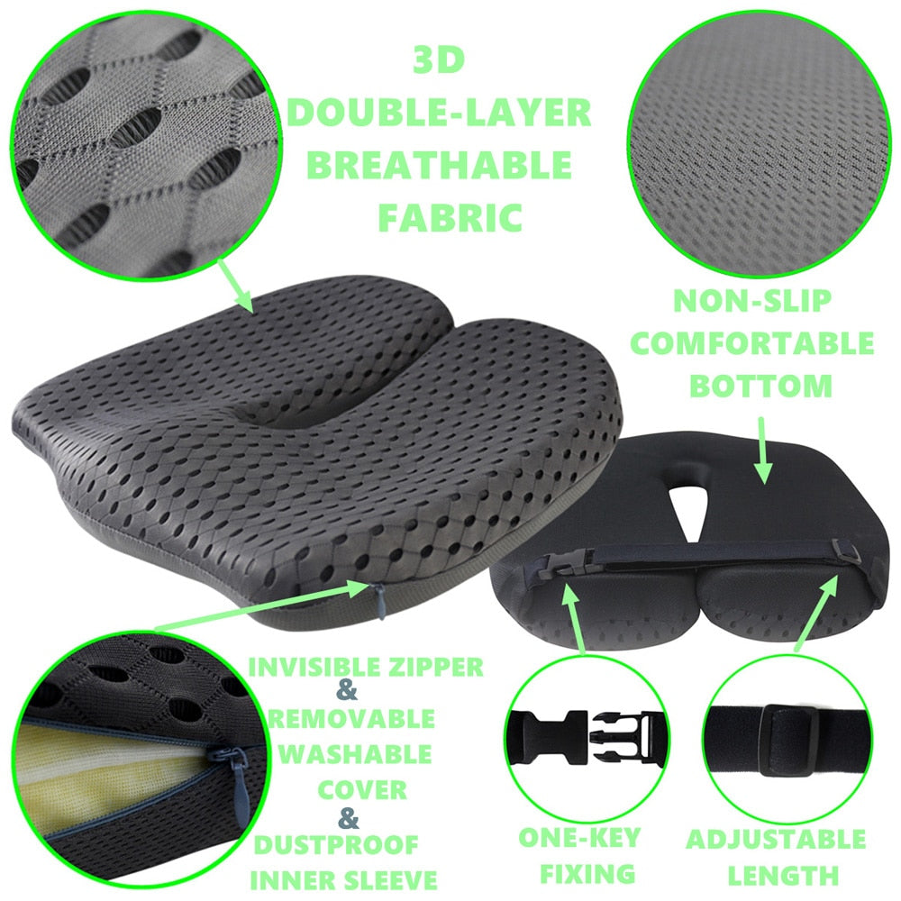 Non-Slip Memory Foam Seat Cushion For Back Pain