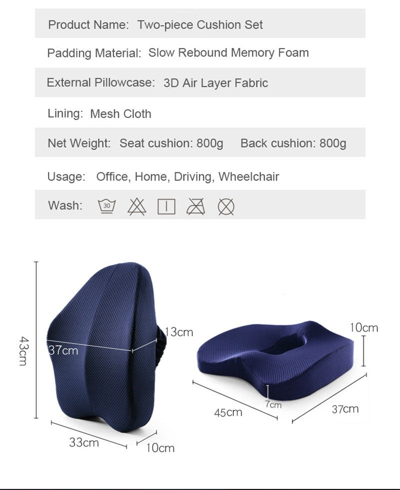 Memory Foam Seat Cushion Orthopedic Pillow Office Chair Cushion Support