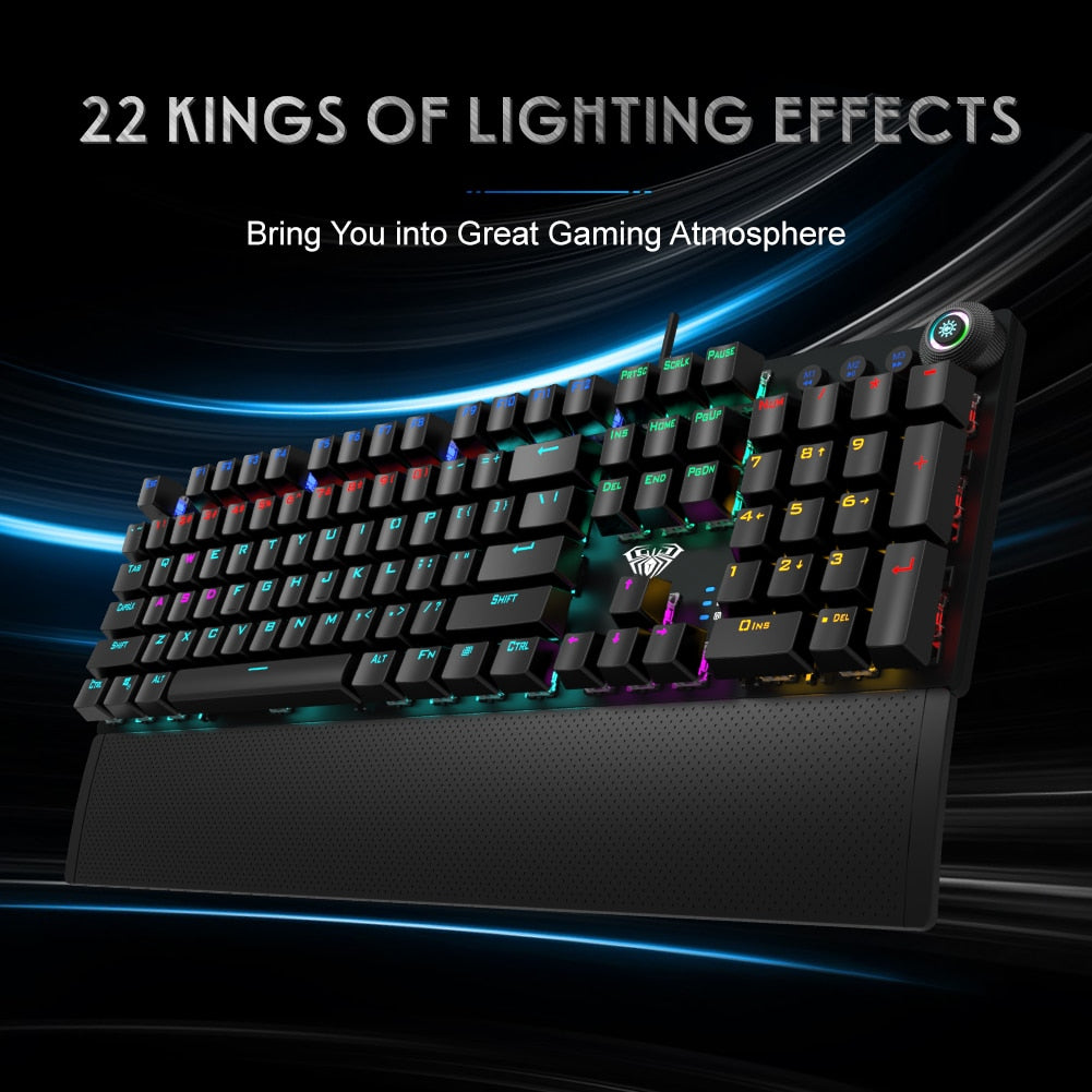 AULA F2088 Mechanical Gaming Keyboard Anti-ghosting 104 brown Switch blue Wired Mixed Backlit Keyboard for Game Laptop PC