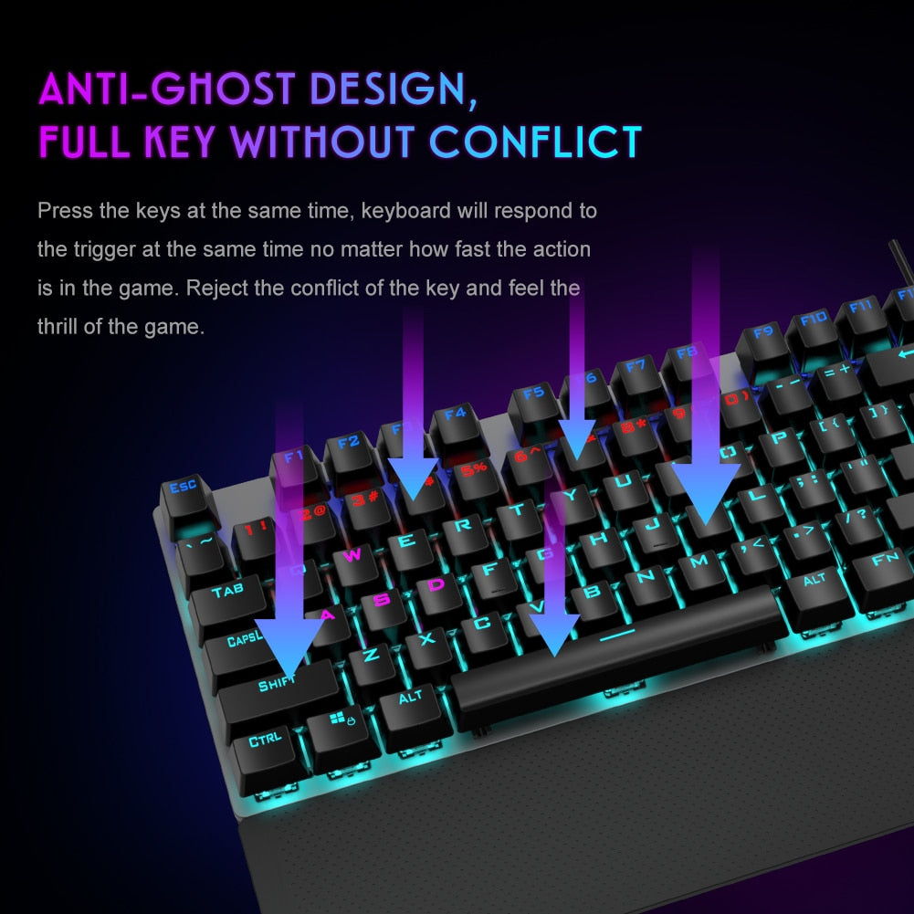 AULA F2088 Mechanical Gaming Keyboard Anti-ghosting 104 brown Switch blue Wired Mixed Backlit Keyboard for Game Laptop PC